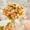 Christmas Decorations Autumn Rose Decoration Heads Dried Charred Mini Silk Roses Bouquet Christmas New Year Home Decor Artificial Flower R230922