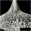 Veli da sposa Velo da cattedrale Sposa Brillante Starlight Tessuto 3D Tre-Nsional Fiore Goccia Consegna Eventi per feste Accessori Dh3Ni