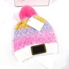 New Luxury Brand Children Knitted Cap Winter Warm Hats Big Ball Wool Hat Cute Baby Colorful Knitting Hats 4 Colors For 4-11 Years Old