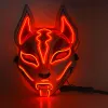 Halloween Fox Mask Cosplay Party Led Glow Mask Japanese Anime Fox Mask Colorful Neon Light El Mask Glow in the Dark Club Props FY0276