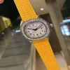 Vintage Lady Quartz Watch Ice Diamond Bezel Diament Liczby cyfrowe Zegar Silikon Gumowy pasek Aquanaunt Round Octagon Watche Watches225v