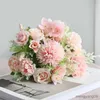 Christmas Decorations Artificial Silk Rose Flowers Decoration White Home Christmas Wedding Flower Bouquet Wreath Supplies R230922