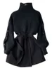Dwuczęściowa sukienka jesienna zimowa dzianina dwuczęściowy zestaw dla kobiet z pojedynczym golfem przycięty pullover sweter w stylu dekoltowym sukienka solidna kobiecy garnitur 2309922