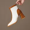 Boots Chic Fashion Women Ankle Square Toe Mixed Color Short Riding Botas High Heels Formal Winter Botines Zapatos 230921