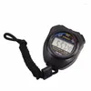 Zegarki kieszonkowe Czarne zegar kuchenny wielofunkcyjny sportowy sporty Waterproof LCD Stopwatch Chronograph Counter Alarm