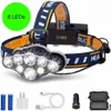 Head lamps D2 8LED Fishing Headlight IPX4 Waterproof Outdoor Super Bright LED Headlamp with COB USB Rechargeable Head Torch Lamp Light HKD230922