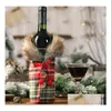 Other Event Party Supplies New Christmas Plush Wine Bottle Bags Button Plaid Er Gift Bag Home Decoration Sn2889 Drop Delivery Garden F Dhp4K