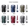 Men's Vests 3Pcs Formal Business Suit Vest Coat Vintage Print Royal Purple Wedding Casual Waistcoat Man Clothing With Tie For Men