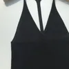 Women's Tanks Design Women Fashion Black Wool Silk Knitted Suspender Deep V-neck Top Lady Sexy Backless Off Shoulder Vest Unique Shirts