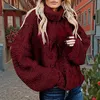 Kvinnors tröjor Vinter Autumn Solid Color Turtleneck Balloon långärmad tröja Pullover Jacket Gardigan Longue Pour Femme
