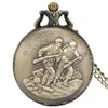 Steampunk Solider War Watches Carving Battlefield Alloy Case Män Kvinnor Quartz Pocket Watch Analog Display Halsband Pendant Chain C266S