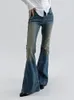 Jeans da donna Moda Vintage Skinny Flare Donna Vita bassa Chic Eleganti Pantaloni in denim effetto consumato Y2K Pantaloni estetici Boot Cut