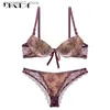Bras Sets Luxury Printing Underwear Set Women Bow Fashion Red Push Up Bra Panties Sets Sexy Lingerie Embroidery Lace Bra Set Cotton Thick Q230922
