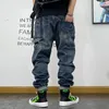 Męskie dżinsy American Fashion Hip Hop Cargo Streetwear Drurna haremowe spodnie Mężczyźni Ubranie japońskie harajuku dżinsowe spodnie Mężczyzna 230922