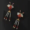 헤어 클립 2 pcs 고대 빨간 나비 테살 hanfu gril acceaaory jewelry 수제 클립