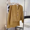 Abito a due pezzi Elegante giacca da donna solida Gonna blazer Set Ufficio coreano Blazer a vita alta Completo a due pezzi Abiti chic da donna 230922