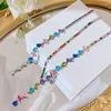 Chaînes de luxe Vintage Art couleur bonbon géométrique cubique zircone collier pour femmes Y2K bijoux Festival de musique cadeaux de fête de thé