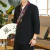 القمصان غير الرسمية للرجال 2023 كيمونو اليابانية على الطراز الياباني قصير الأكمام قميص تي شيرت الصيف يوكاتا الريشة cardigan cardigan الملابس 5XL