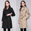 Kvinnor blandar Trench Spring och Autumn 2023 Classic British Double Breasted Medium Length Waterproof Coat 230922