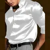 Chemises décontractées pour hommes Chemise pour hommes d'été à manches longues Party Robe de soirée Holiday Top Tshirt Soie Rouge Golden Ceremony Top Skate Co 230921