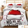 Bedding Sets Red Christmas Duvet Er Santa Claus Snowman Twin King Set Microfiber 23Pcs Cartoon Comforter With Pillowcases 221124 Dro Dhafe