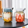 Storage Bottles 2 Sets Grain Jar Dried Fruit Bowl Terrarium Glass Porridge Containers Home Supplies Food Milk Tea