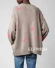 Swetery kobiet miękki kaszmirowy sweter okrągły szyja różowy gwiazdy jacquard upuszczenie na ramię długie rękawowe pulovery najwyższej jakości
