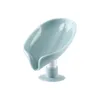 Plastic Leaf Shape Soap Case With Suction Cup Soap Box Drain Non-slip Soap Holder Laundry Soap Dish Storage Plate Tray Bathroom Gadgets