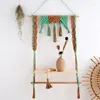 Dekorativa plattor Boho Macrame Shelf Natural Wood Hangings Decor Organizer Hanger For Kitchen Badrum sovrum babyrum