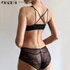 Bras Sets Front Closure Bra Panties Sets Lace Embroidery Women Lingerie Set Gather Brassiere Black Thick Push Up Bras Sexy Underwear Set Q230922