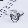 Anel de cabeça de gato de prata s925 vintage clássico prata esterlina anel de rosto de gato estilo britânico hip-hop masculino e feminino anel de prata tailandesa226a