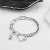 Łańcuch łącza dwa różne połączenia Bracelety w kształcie serca Bransoletki ze stali nierdzewnej Moda powszechna prosta bransoletki dla kobiet2789