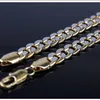 Mens 2 Tone Yellow White Gold Filled Embossed Necklace 23 6 9mm Solid Curb Chain GF Jewelry Chains152y