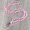 Strand Pink Agates Natural Stone Beads Halsband för kvinnor Rose Chalcedony Quartz Stretch Wrap Armband Halsband Yoga smycken gåvor