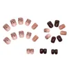 False Nails Nail Tips Coffin Simple Mid Long Patch In Autumn And Winter Pearl Dark Brown On For Salon