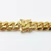 10 mm 12 mm 14 mm Miami Cuban Link łańcuch męski 14 -krotnie złote łańcuchy platowane wysoko wypolerowane punkowe krawężnik ze stali nierdzewnej biżuterii