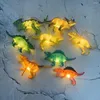 Veilleuses produit 8LED jouet dinosaure chaîne chambre d'enfant dessin animé décoration Po accessoires Net rouge