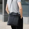 Bortkyror Vintage Men's Pu Leather Portcase Business Vertical Handbag Luxury Manlig axel Messenger Bag Office File 230922