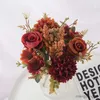 Weihnachtsdekorationen Künstliche Blumen Rose Lavendel Herbststrauß für Zuhause Hochzeit Weihnachtsdekoration Seidenblume R230922