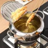 Pans Japanese Style Frying Pot Tempura Mini Pan Stainless Steel Fryer Temperature Control Ollas De Cocina Cookware