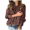 Pulls pour femmes Femmes Col Roulé Automne Hiver Élégant Solide Col Haut Tricoté Bouton Pull À Manches Longues Lâche Tricots Pulls 230922