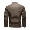 Männer Leder Faux Military Jacke Männer Winter Fleece Warme Diagonal Zipper Motorrad Mäntel Herren Mode Biker PU Jacken Schlank mantel 230922