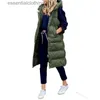 Damenwesten 2022 neue Damenweste Baumwollmantel Herbst und Winter mit Kapuze langer Mantel ärmellos lose Damenweste Snowwear L230922