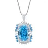 Chaînes Magnifique 13 17,5 mm Lab Créé Emerald Sapphire Pendentif 925 Argent Geniune Collier de luxe pour les femmes Anniversaire Cadeau Petite amie