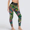 Damen-Leggings, tropische Blumen-Yogahose, bunte Blumen, sexy Push-Up-Vintage-Sport-Leggings, dehnbar, individuelle Workout-Gymnastik-Leggings