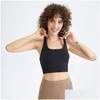 Yoga Outfit L146 Femmes Mode Y Sports Soutien-gorge Débardeurs Hangs Cou Fit Back Tissu Plis Sous-vêtements Gilet Se sent Buttery-Soft Top avec Remo Dhgsm