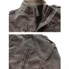 Chaqueta de lana gruesa de invierno de imitación de cuero para hombres Abrigo largo Outwear Moda Cálida Ropa vintage casual para hombres Steampunk Biker Jaqueta 230922