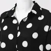 Vestidos casuais básicos blusa verão 2023 tendência sólida polka dot impressão sexy camisa vestido solto moda turn down colarinho bolso 230922