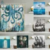 Shower Curtains Animals Octopus Wolf Lion Seahorse Turtle Shower Curtains Bathroom Curtain Frabic Waterproof Polyester Bathroom Curtain Hooks 231007