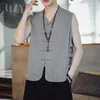 Giubbotti da uomo primavera estate cinese giubbotto vintage camicia senza maniche Hanbok Cardigan Jackes harajuku Open Seam M-5xl